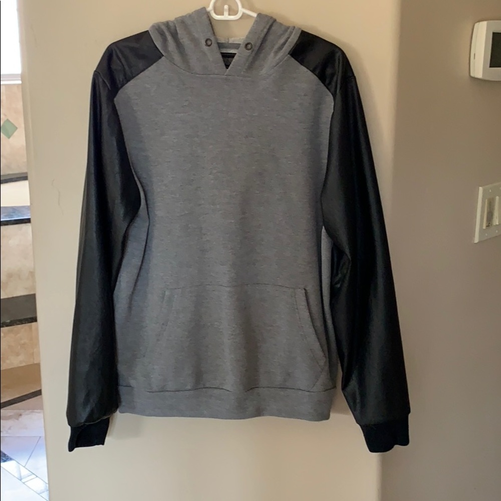 21men Hoodie with Leather Sleeves